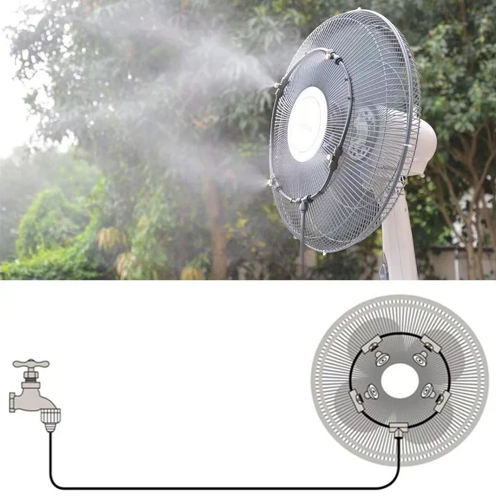 16 Inch Portable Spray Sprinkler Mist Kit Mist Fan Nozzles Kit Water Fog Sprayer Mist Fan Ring Outdoor Garden Patio Nebulizer