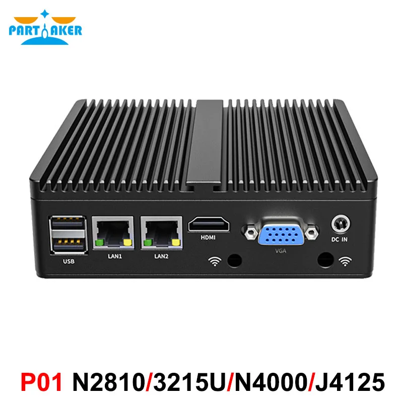 Intel N2830 N2940 3215U N4000 J4125 i3 4005U Fanless Mini PC Dual Lan HDMI VGA Dual RS232 COM Mini Computer Firewall Appliance