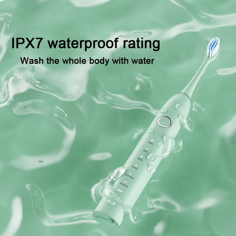 

Smart Sonic Electric Toothbrush Teeth Whitening Ultrasonic Vibration Oral Cleaner Tooth Care IPX7 Waterproof Replacement Heads