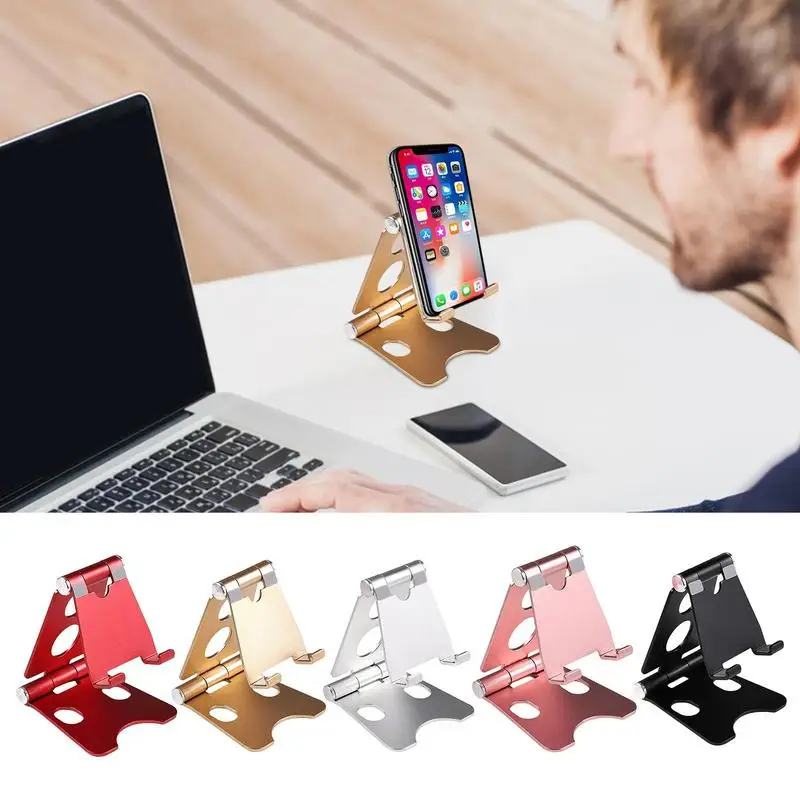 Desk Phone Holder Stand Double Foldable Phone Tablet Holder Multi Function Smartphone Tablet Display Bracket For Live Streaming