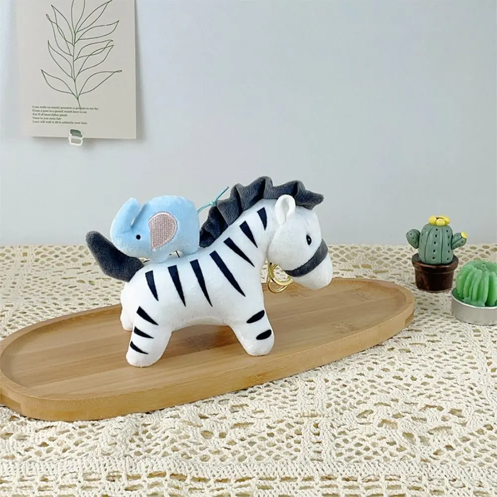 PP Bawełniana Pluszowa Zawieszka Koń do Wyciągania Puszysty Wygodny Kreskówkowy Zwierzęcy Koń Brelok Kolekcja Wisząca Lalka Koń Pierścień na Klucze