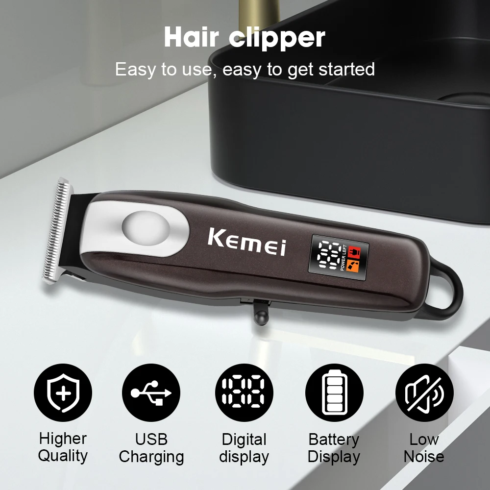 Kemei KM-PG233 KEMEI New Mini Electric Clipper Barber Charging and Inserting Dual Use Small and Portable LCD Count Hair Clipper