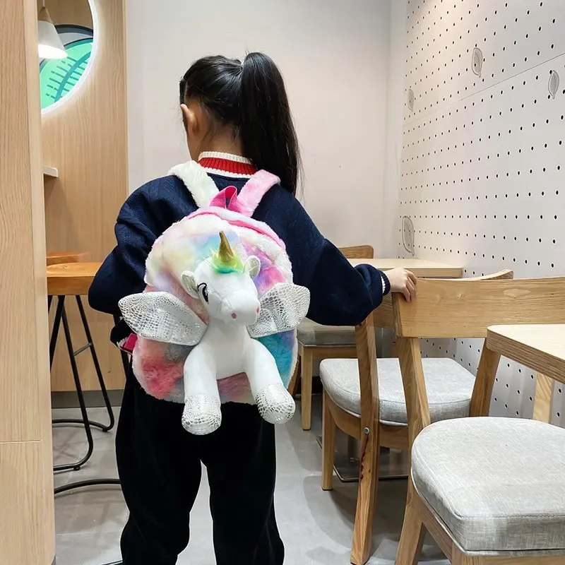 Kids Backpack Cute Stuffed Unicorn Toys Toddler Backpack Plush Unicorn Backpack Mini Soft Lightweight Travel Bags for Boys Girls