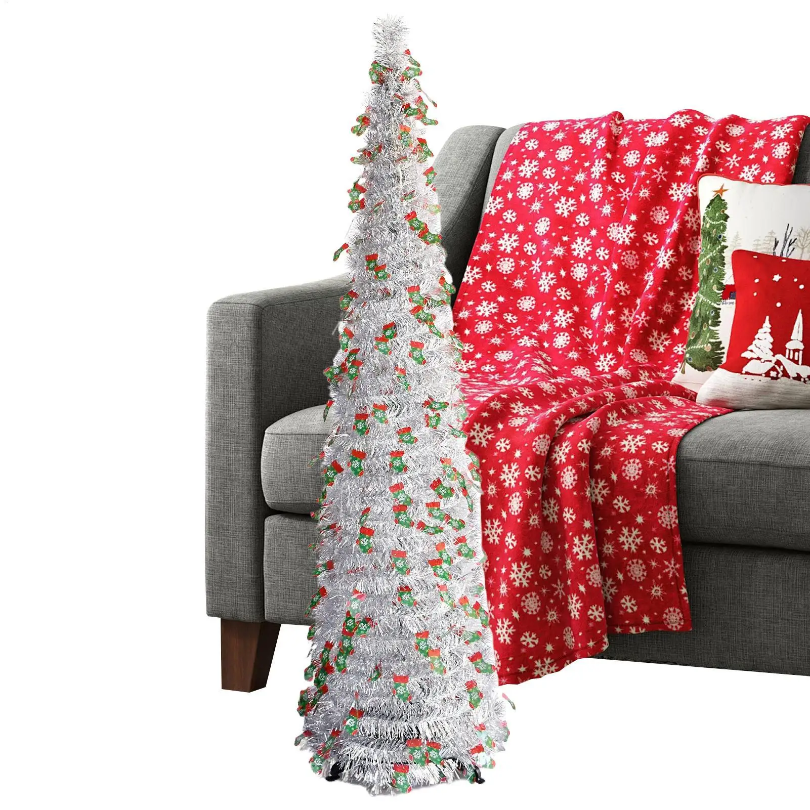 

Foldable Christmas Tree 5Ft Retractable Home Decor Fake Christmas Tree With Installation Accessories For Indoor Outdoor Living