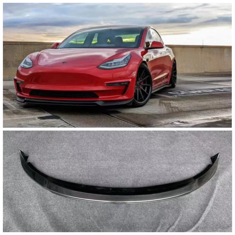 

High Quality Carbon Fiber Bumper Front Bumper Lip Splitter Diffuser Lip Spoiler For Tesla Model 3 2019 2020 2021 2022