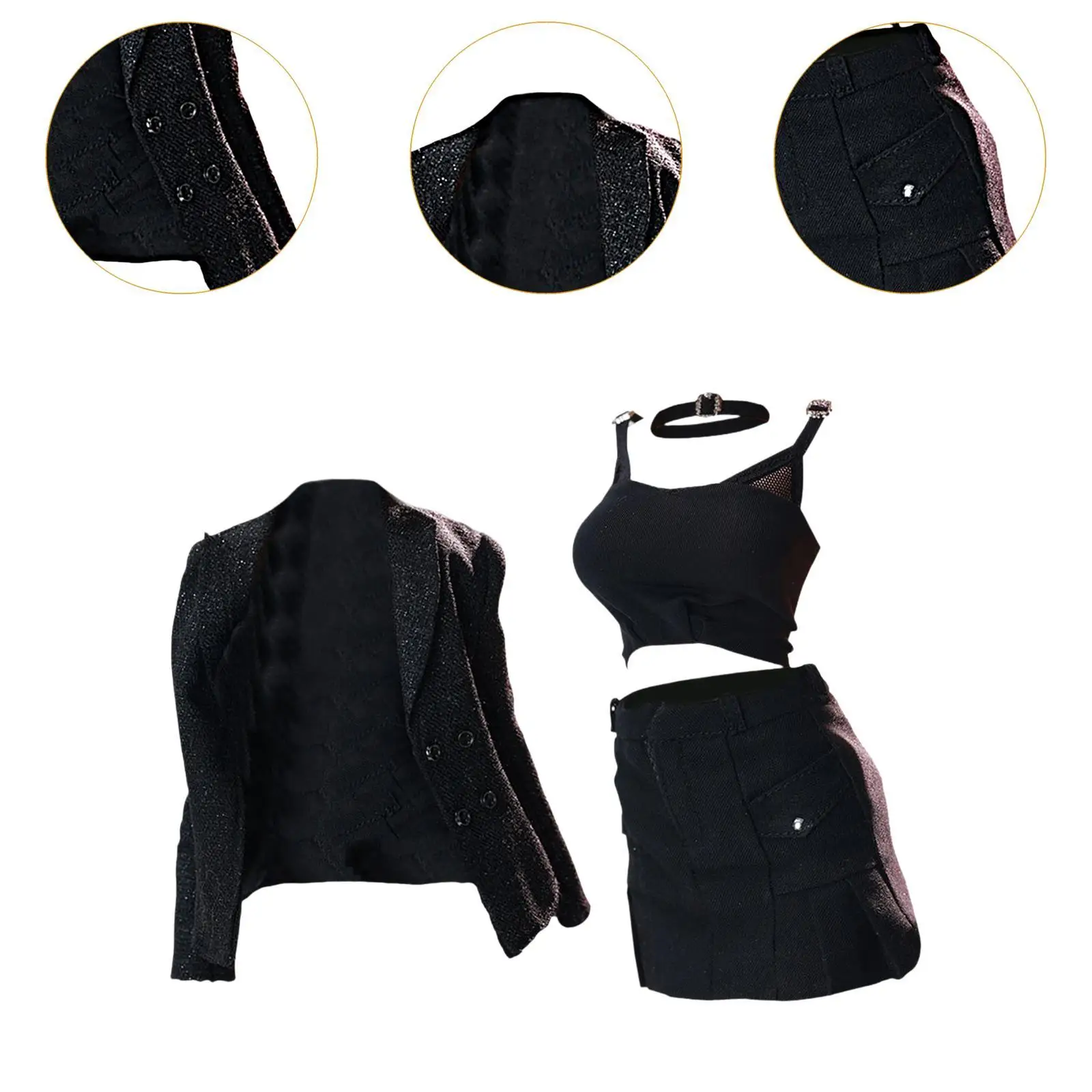 

Female Short Dress Suit 1/6 Cloth Black Office Uniform Outfit for Action Figure Doll Cosplay Toy and Collection