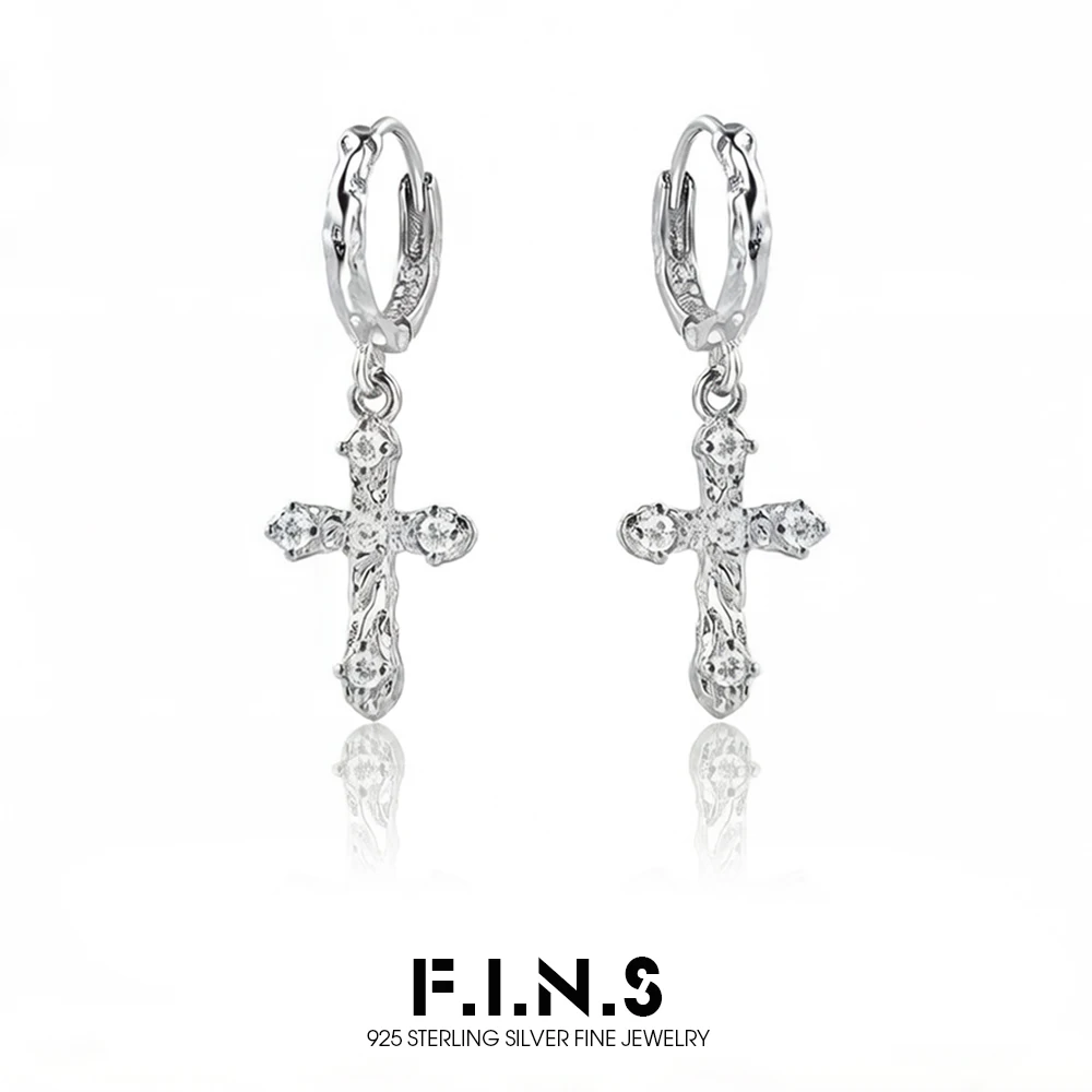

Оригинальные серьги-кольца F.I.N.S из стерлингового серебра S925 с цирконами, универсальные, простые, маленькие, подвесные, ювелирные изделия