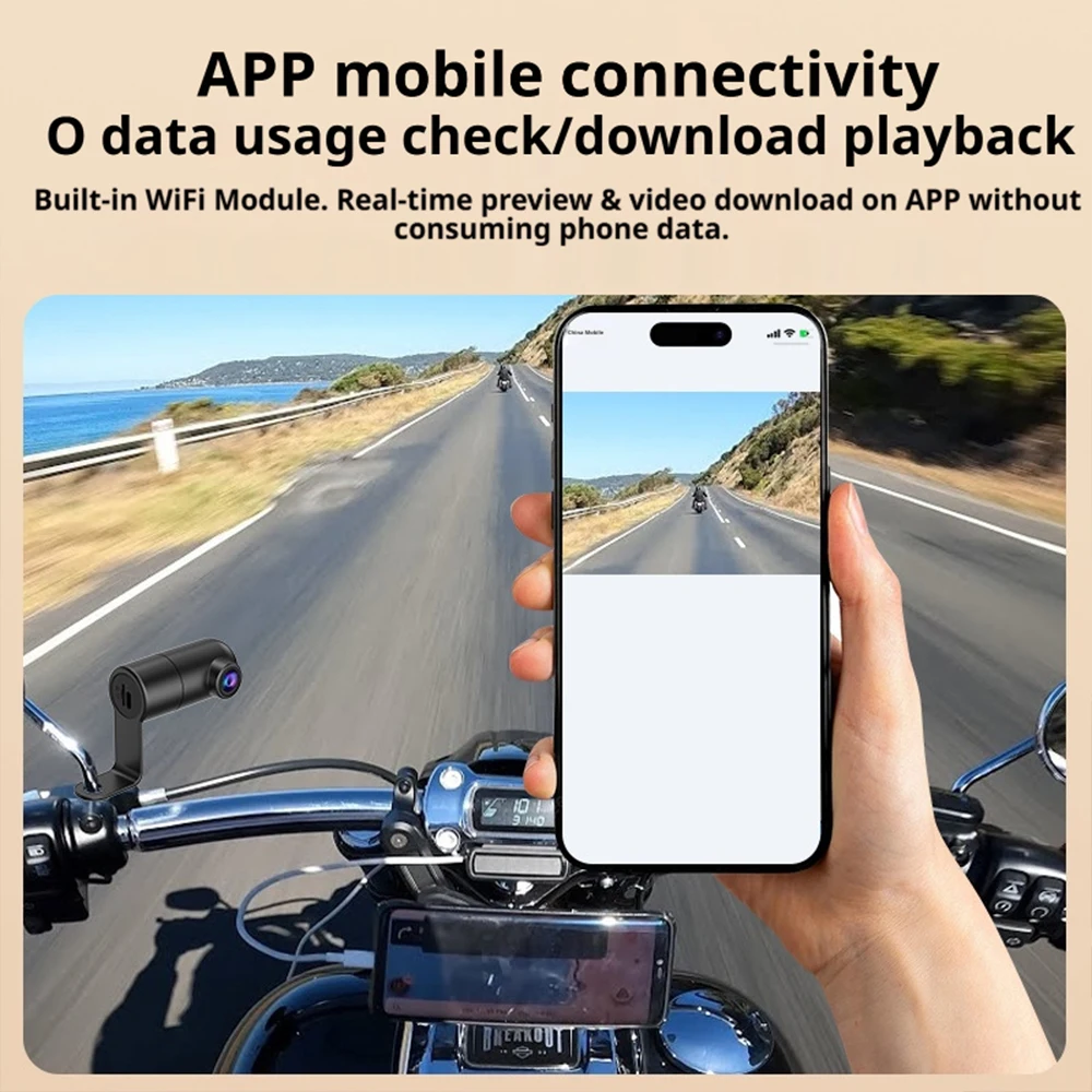 1080P Motorbike Dash Cam WiFi Detachable Main Unit WDR Night Vision USB Powered Loop Recording Universal Motorcycle Camera 2