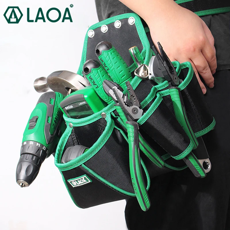 LAOA Waist Pocket Case High Capacity Woodworking Tool Bag with Belt Premium Oxford Fabric Waterproof Bags Electrician Waist Bag