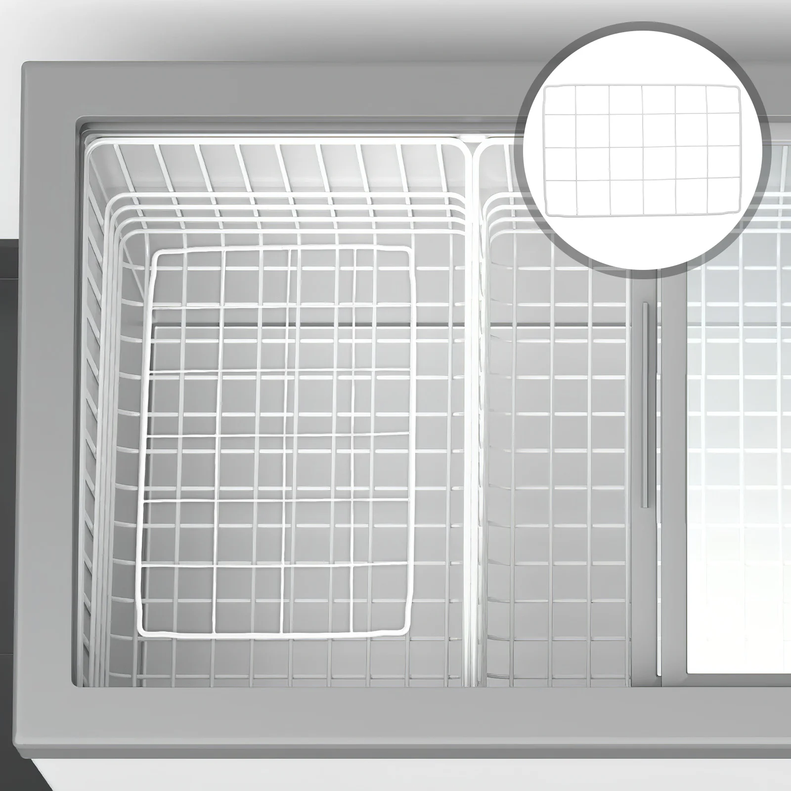 

Разделитель для мороженого, сетчатая полка-органайзер, регулируемая перегородка для хранения в холодильнике, глубокие корзины для морозильной камеры, сундук с морозильной камерой