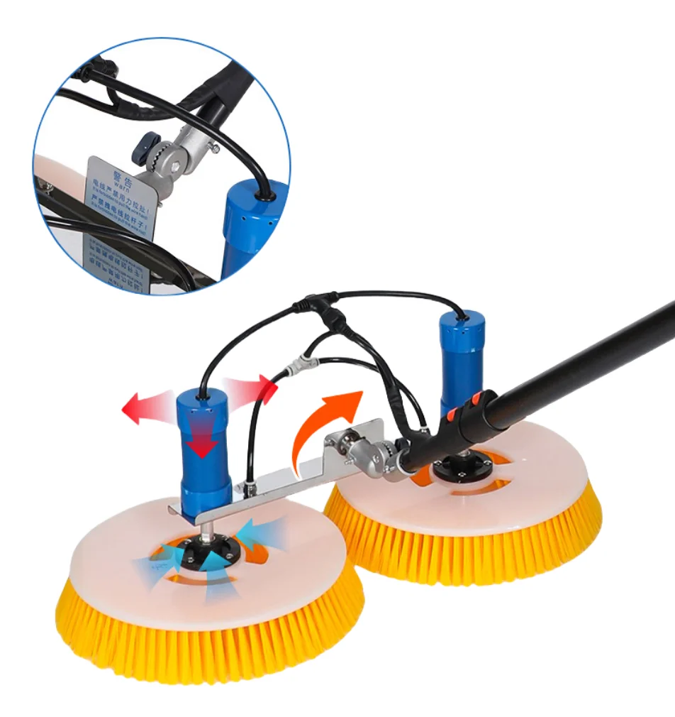 

7.5M Factory Price Double Head Solar Panel Cleaning Brush Machine Water Powered Rotating Photovoltaic Solar Plate Cleaning Robot