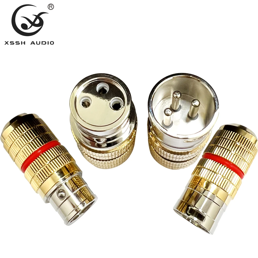 

4PCS Cannon Jack XSSH OEM HIFI Audio Non-Magnetic Shielding Plated Rhodium Female Male 3 Pins XLR Speaker Balance Plug Connector