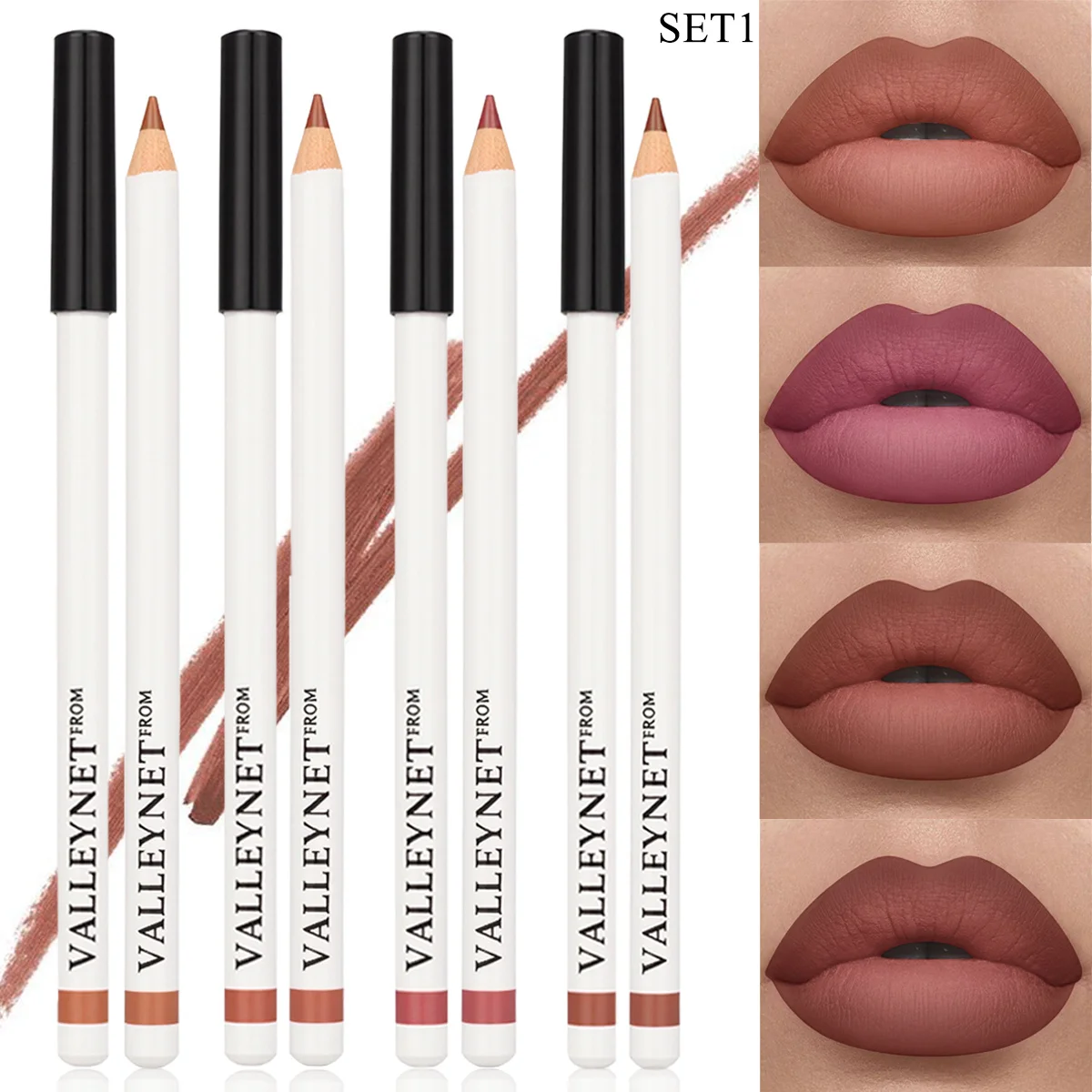 Set di 4 matite per labbra, rossetto, eyeliner 2 in 1 eyeliner per labbra Set di rossetti per labbra impermeabili Set di trucco combinato per labbra da donna