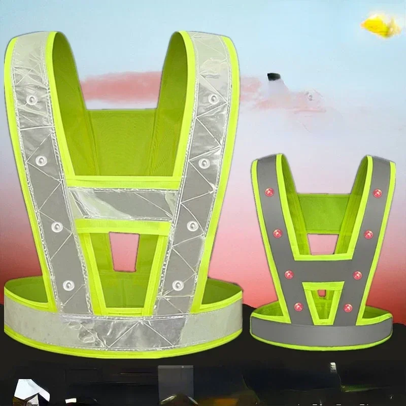 Driving Reflective Vest Led Light V-vest Night Safety Riding Flash Clothes