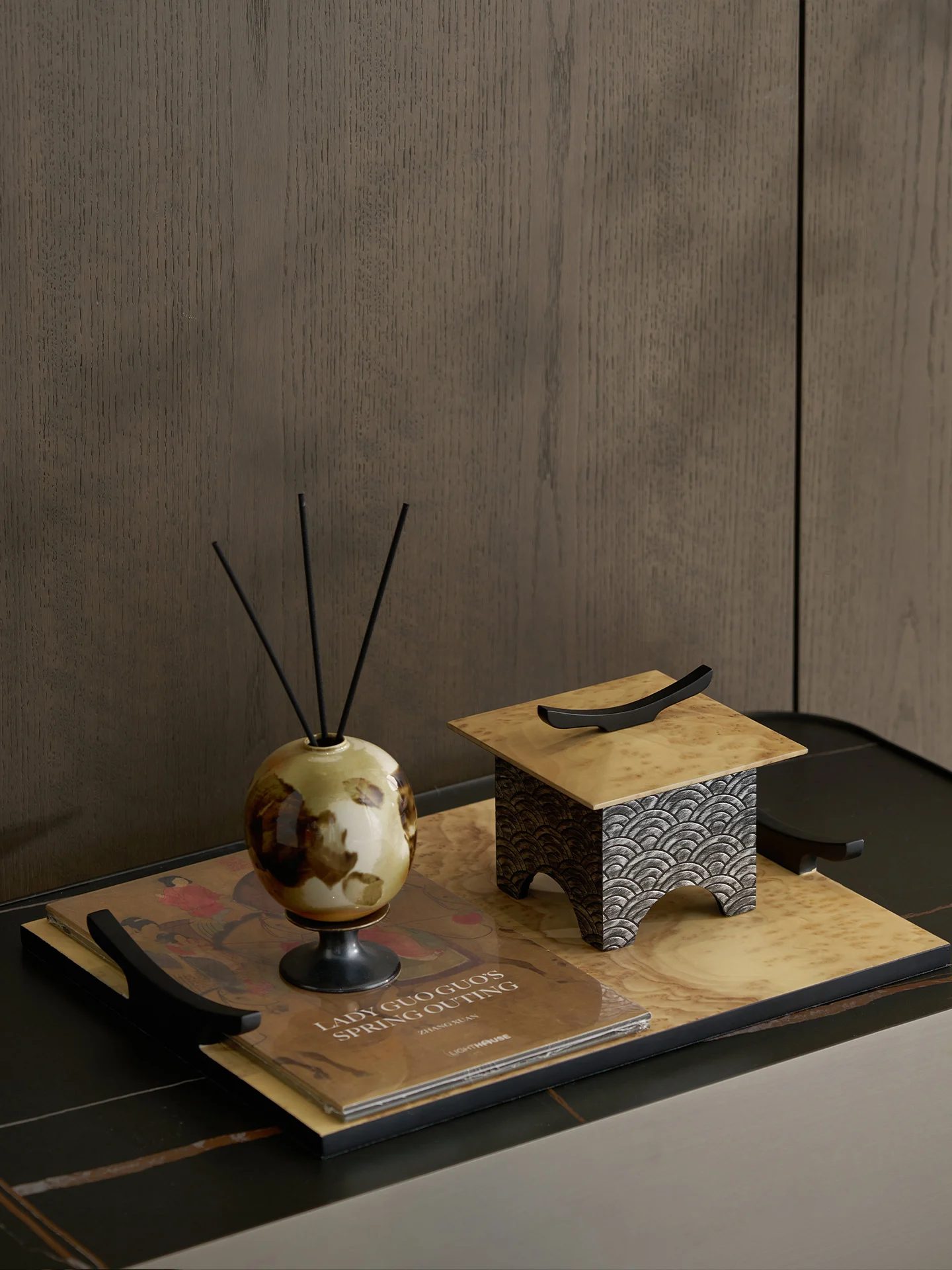 

Decorative Box Tray Ashtray Study Hotel Tea Room Large Hall Scented Atmosphere High End Resin Sculpture Vintage Style