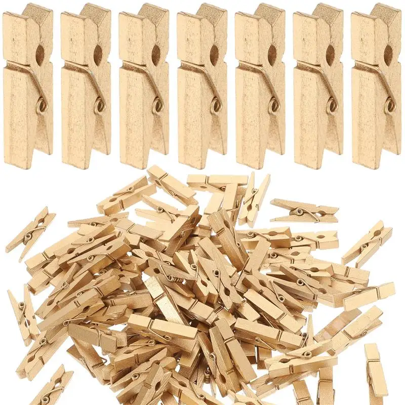 30/100pcs Mini Wooden Photo Clips Clothespins Picture Memo Card Clips Paper Message Pegs Home Office Wall Hanging Decoration