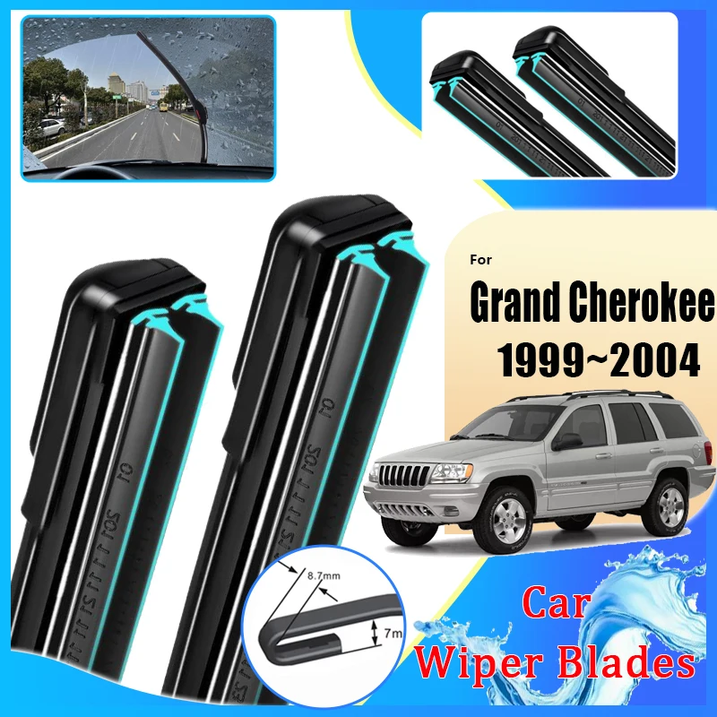 

For Jeep Grand Cherokee 1999~2004 WJ WG MK2 Double Rubber Front Wiper Blades Window Windshield Brushes Car Accessories 2003 2002