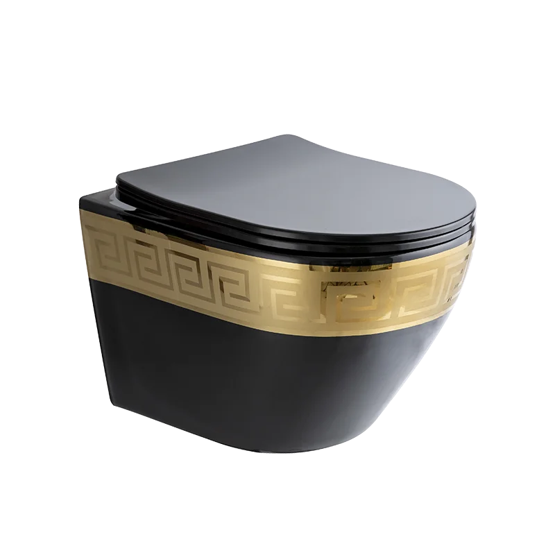 

Special Design Egg Shape Black Gold White Gold Plated Color Ceramic Bathroom Wall Hung Toilet