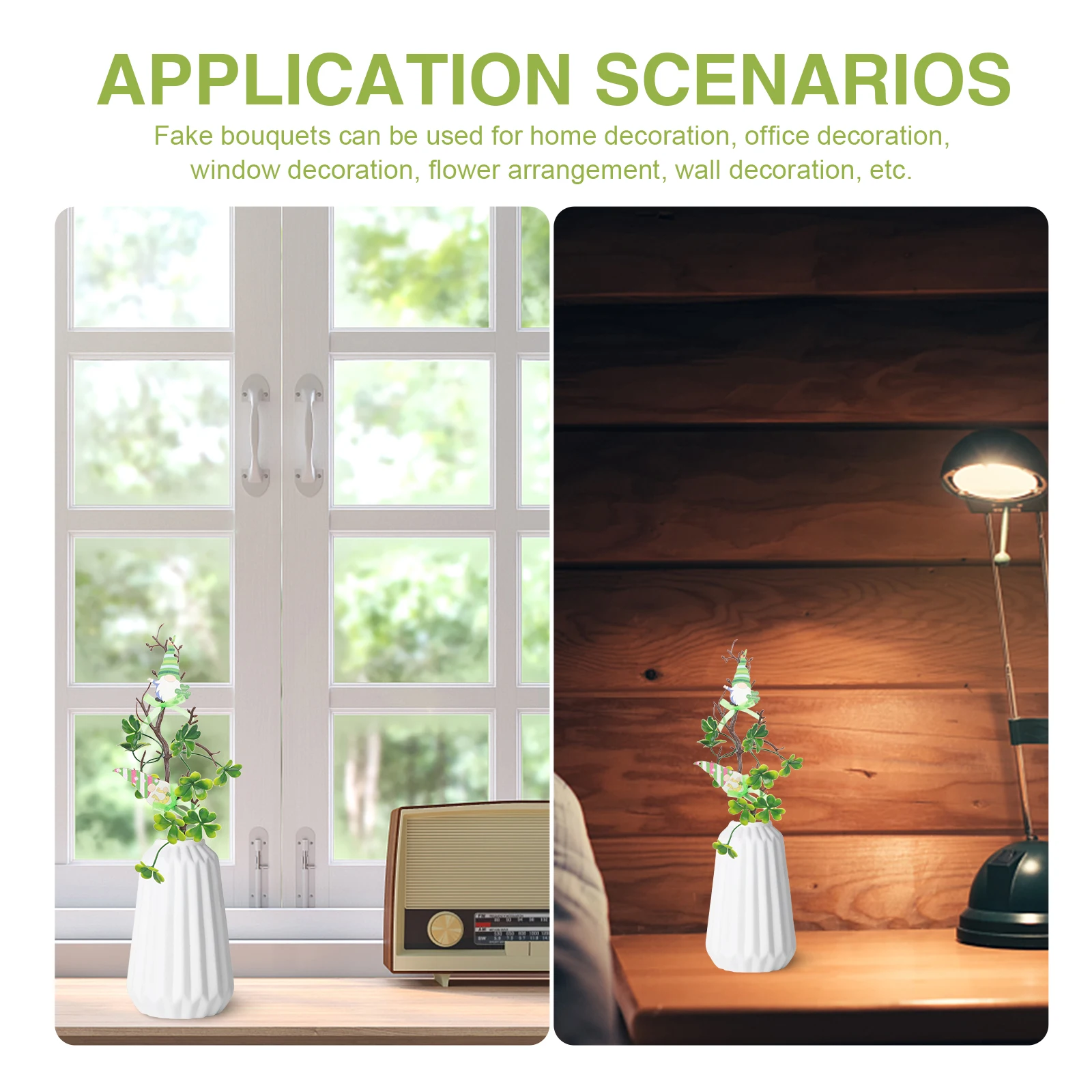 

Clover Cuttings Artificial Shamrock Decor DIY Home Office Party Festival St Patrick Theme Fake Bouquet Arrangement