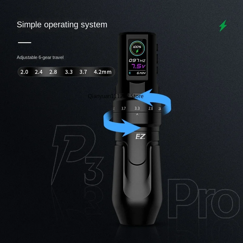 EZ tattoo equipment p3pro adjustable stroke battery pen big grip color screen tattoo wireless pen all-in-one machine