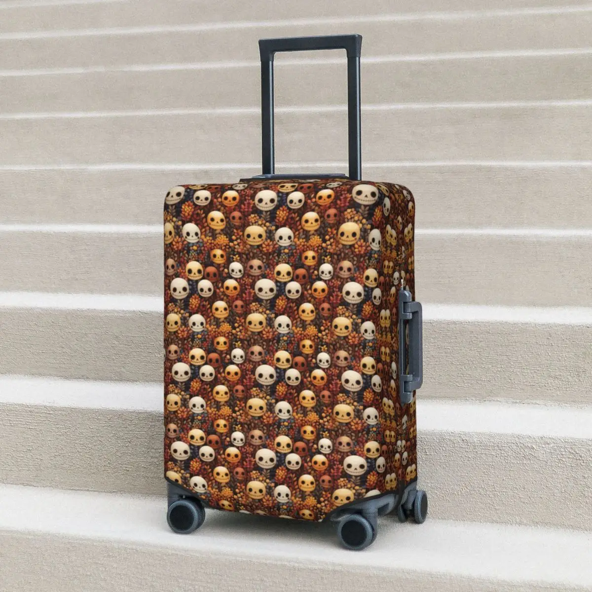 

Skulls Pattern Suitcase Cover Leaves Skeletons Halloween Business Protector Holiday Useful Luggage Accesories
