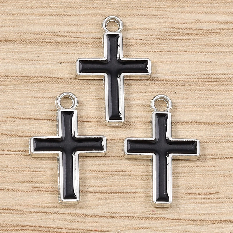 10 Stück 10 x 16 mm niedliche Emaille-Kreuz-Charms-Anhänger für Schmuckherstellung, Halsketten, Ohrringe, Armbänder, DIY, handgefertigtes Bastelzubehör – Detail 9