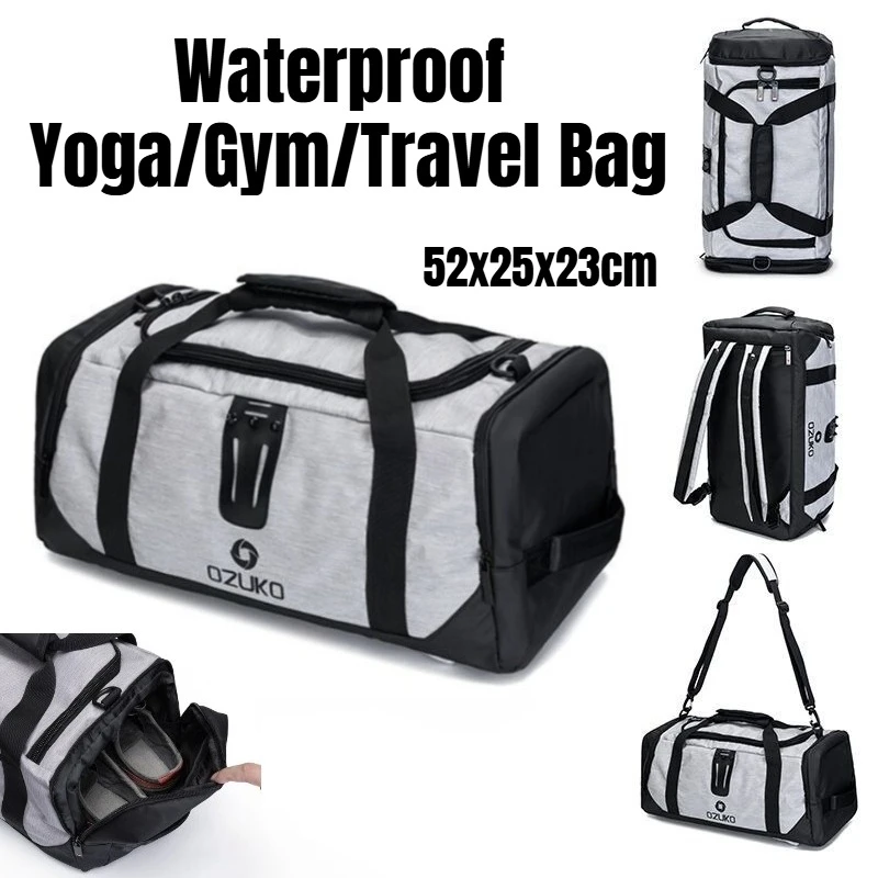 

30L Waterproof Yoga Gym Bag with Shoe Poch, Foldable Lightweight Travel Duffel, Multifunctional Outdoor Sports Shoulder Backpack