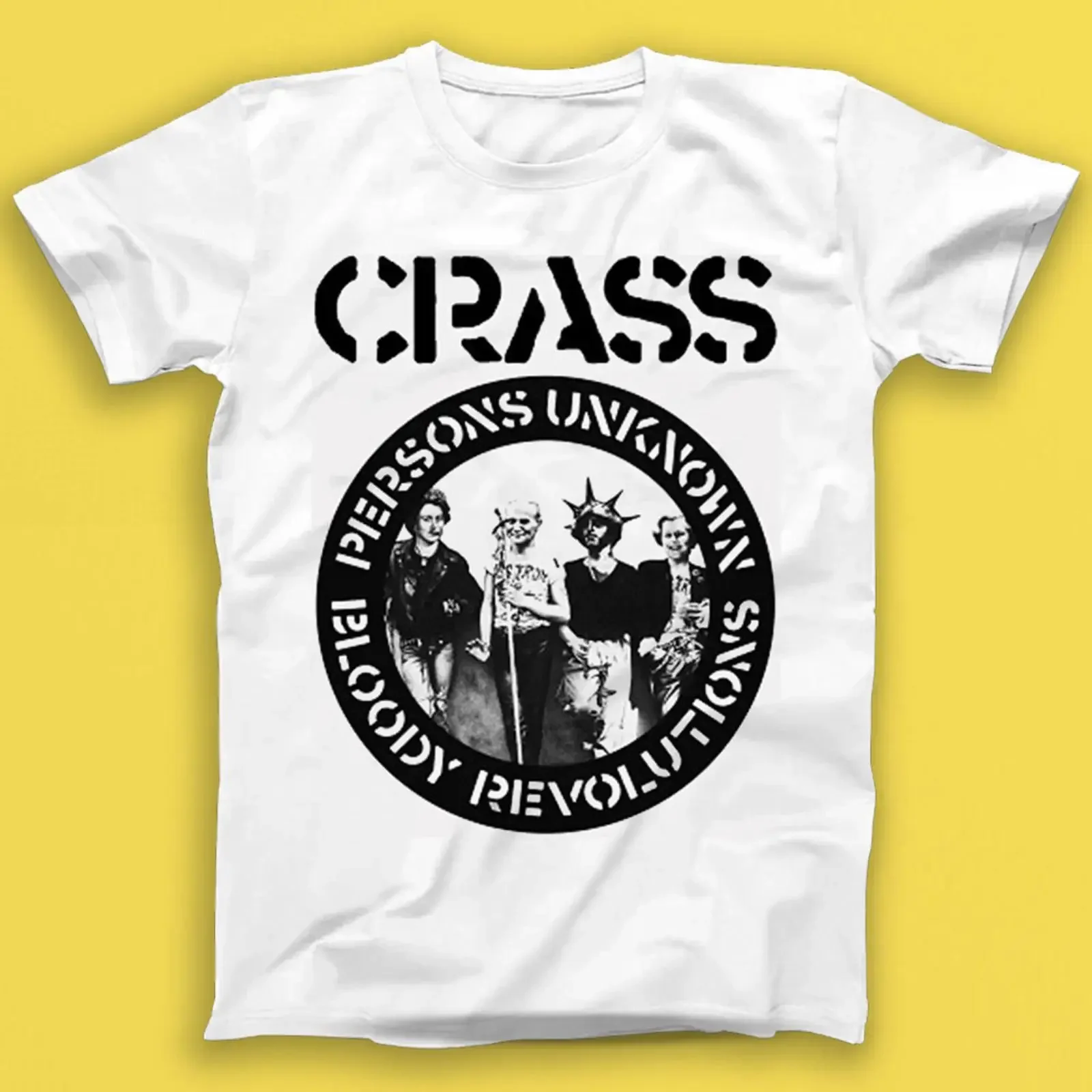 Crass Bloody Revolutions Persons Unknown Punk Rock Music T Shirt 1998 vintage Washed Soft graphic Casual Stylish Breathable