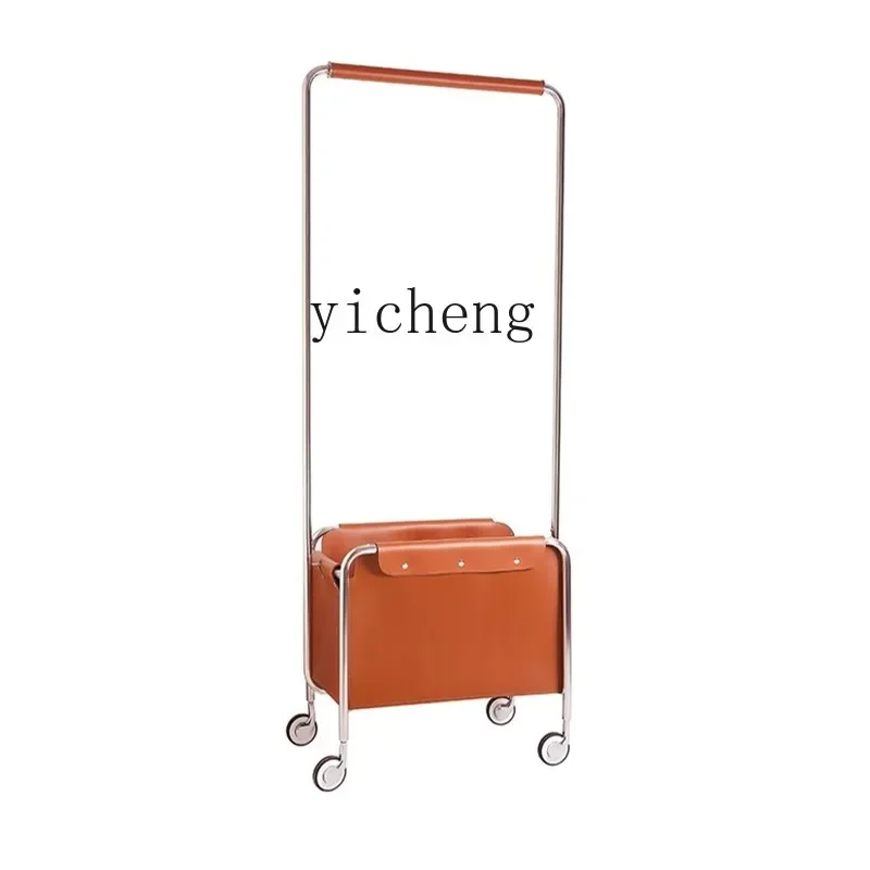 

TQH coat rack Hanging hanger Floor-to-ceiling retro overnight storage Dirty basket leather Bedroom removable