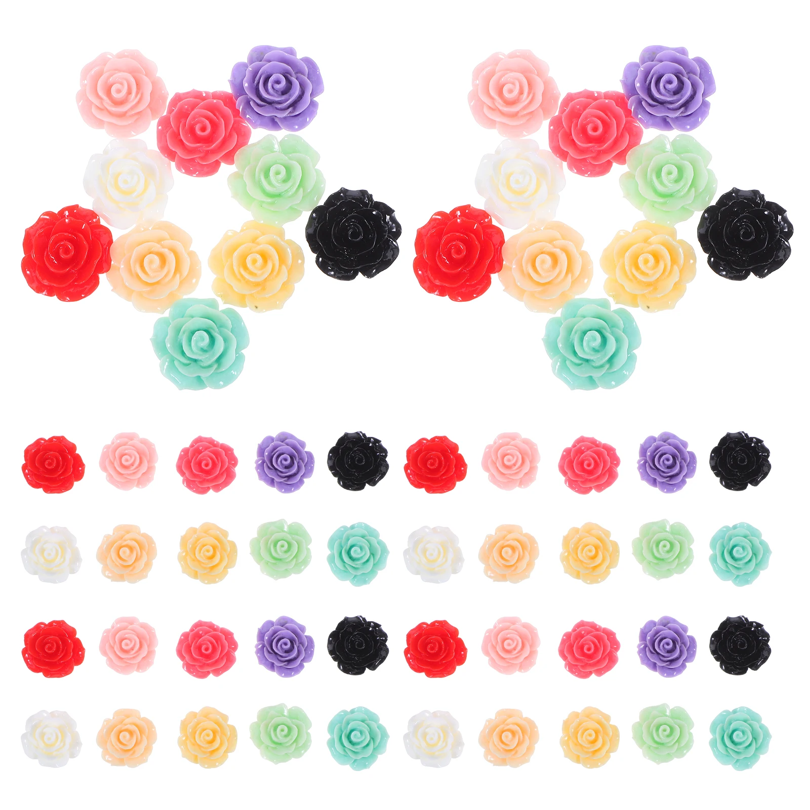 

100Pcs Resin Rose Flowers 18Mm Assorted Color Flatback Beads for DIY Jewelry Making Craft Cabochons Embellishment Decor