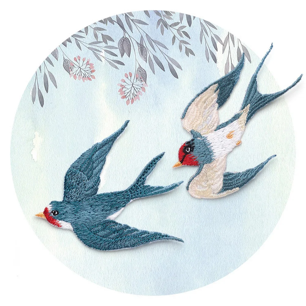 1 Piece Iron On Spring Swallow Embroidery Clothes Patch Applique DIY Decoration Accessories Sticker