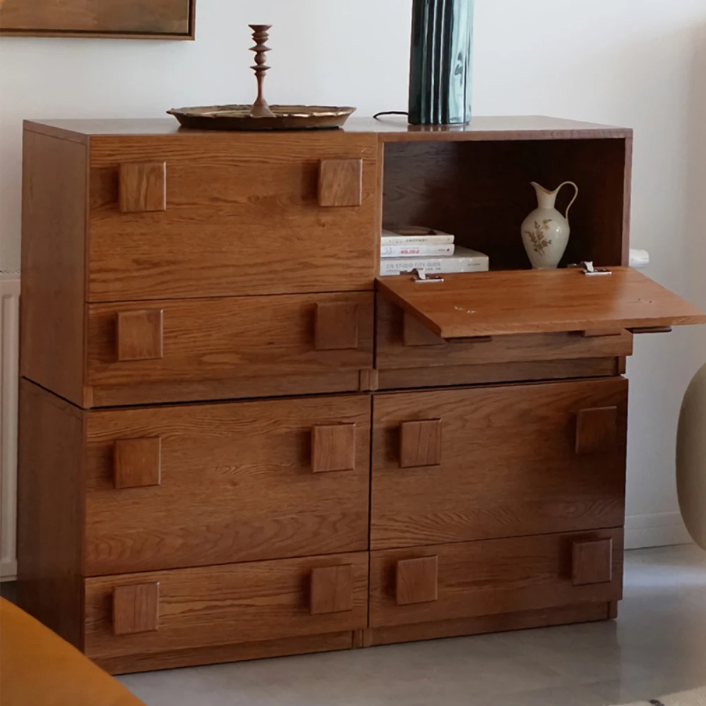 Cajonera Retro de madera maciza para dormitorio, sala de estar, armario de almacenamiento de pared a pared, cabina de combinación de almacenamiento