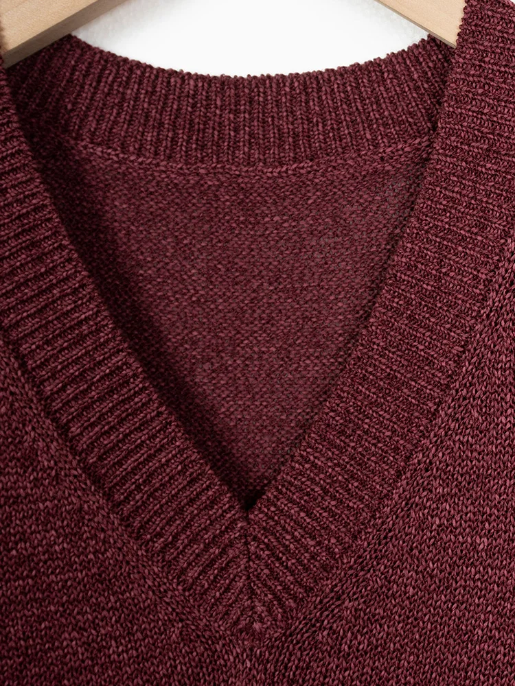 봄 대나무 바이오닉 슬리 홀로우 아웃 니트 베스트 슬림 V넥 탑 여성용 패션 코튼 라이오셀 혼방 스트레이트 컷