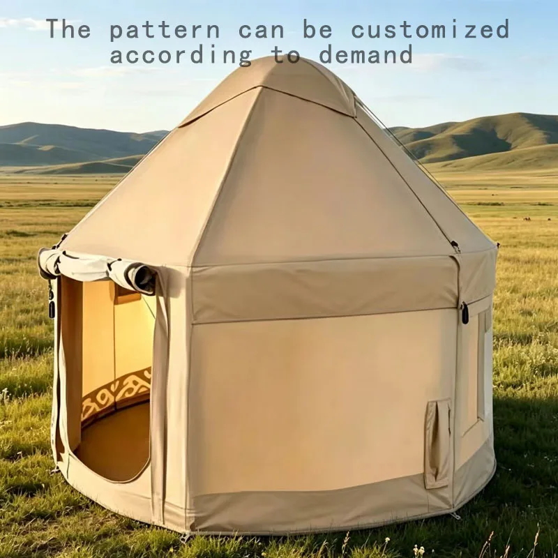 

Xinjiang Mongolian Yurt Outdoor Camping Tent Portable Quick Setup 3x3m Sizes Luxury Inflatable Oxford Waterproof UV-Resistant