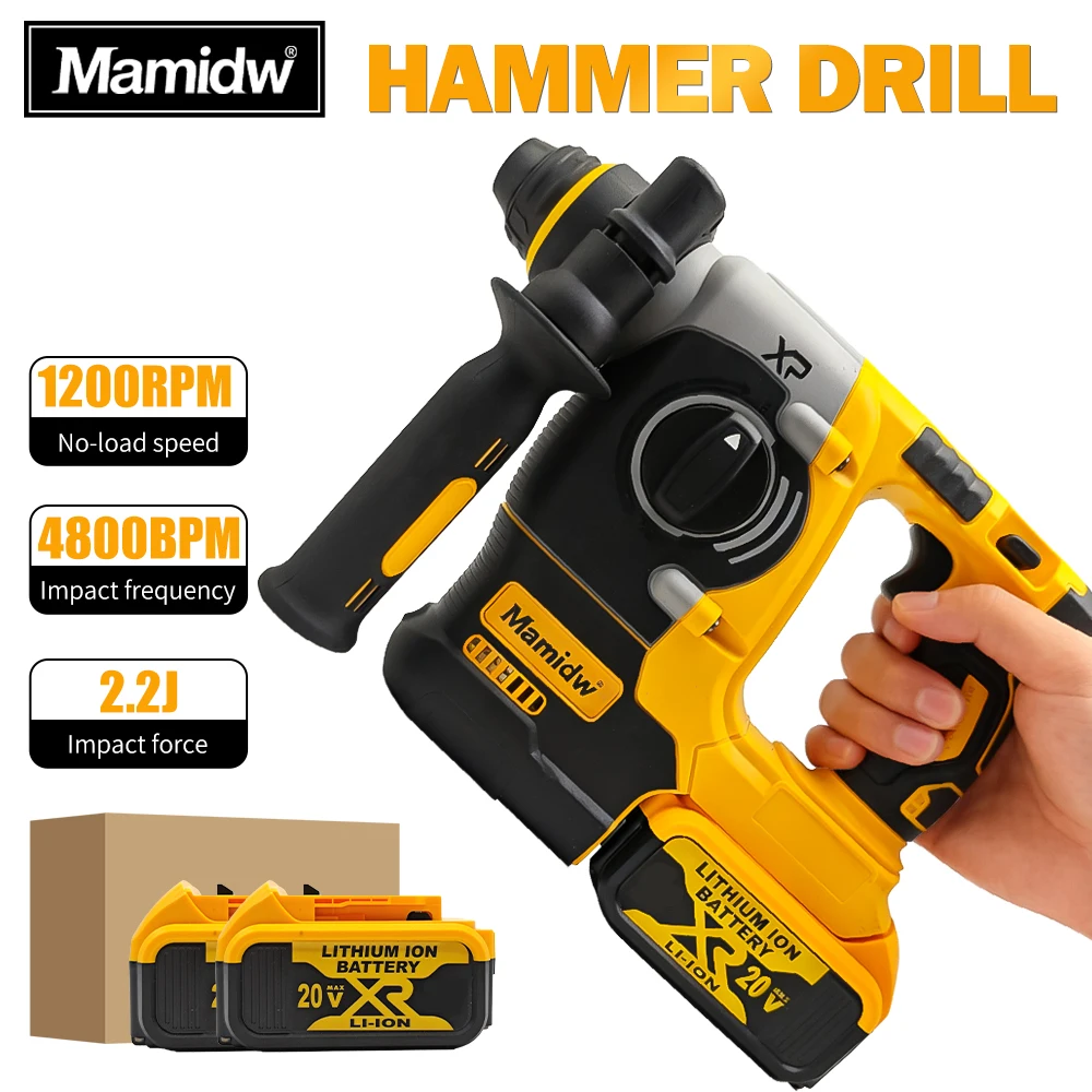 

Brushless Rotary Impact Hammer Drill Cordless 2 Modes SDS Metal Concrete Breaker Jackhammer Tools For DeWALT 20V Battery