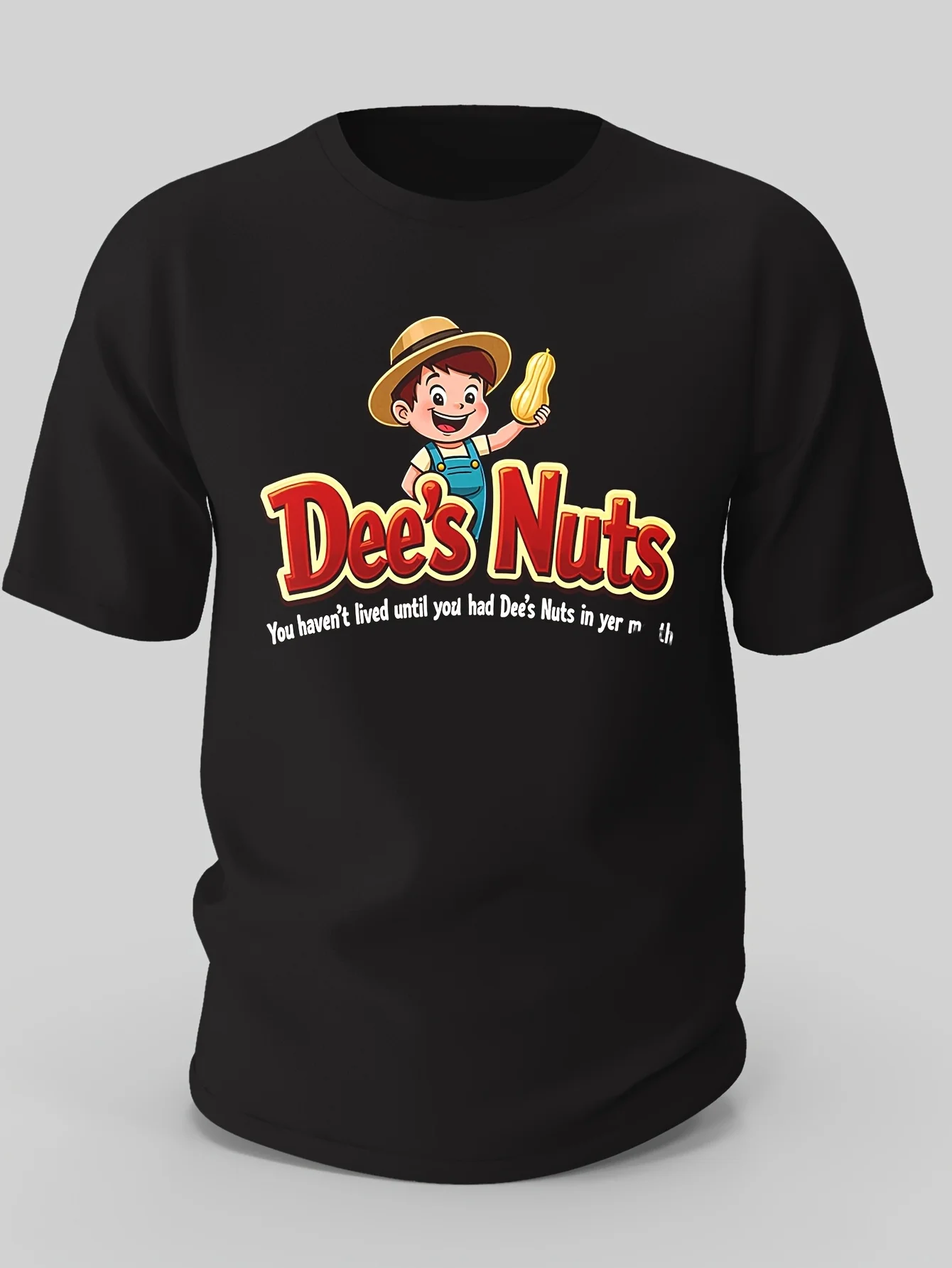 تي شيرت Dees Nuts للرجال 200 جرام 100% قطن برقبة دائرية - تي شيرت كاجوال بطباعة جرافيك روح الدعابة، مقاس عادي لجميع المواسم