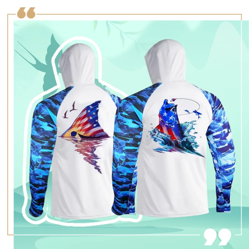 Men's Long Sleeve Performance Fishing Hoodie UV Protection UPF 50 Breathable Angling T-Shirt Comfortable Fishing Clothing Top view 3