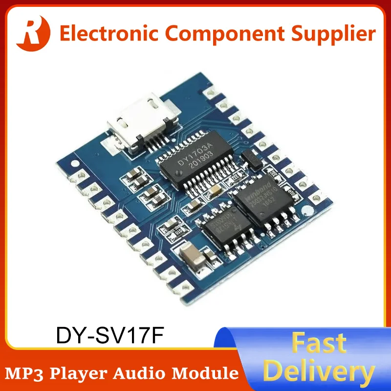 

5Pcs New DY-SV17F MP3 Player Audio Module 4MB Flash Voice Playback 8 Channel IO Trigger Serial Port Control USB Download FLash