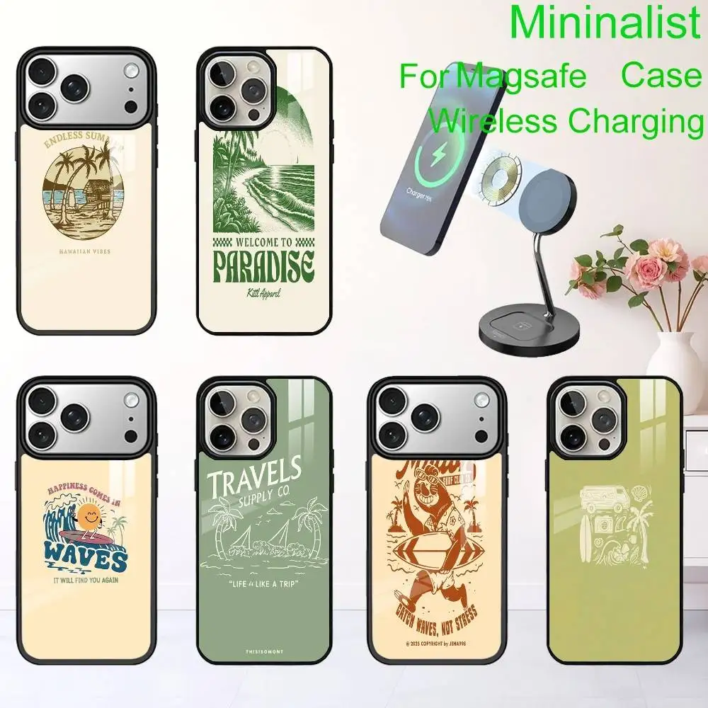 

Summer Beach Phone Case For iPhone17,16,15,14,13 Plus,Pro Max Magnetic For Magsafe Wireless Charging
