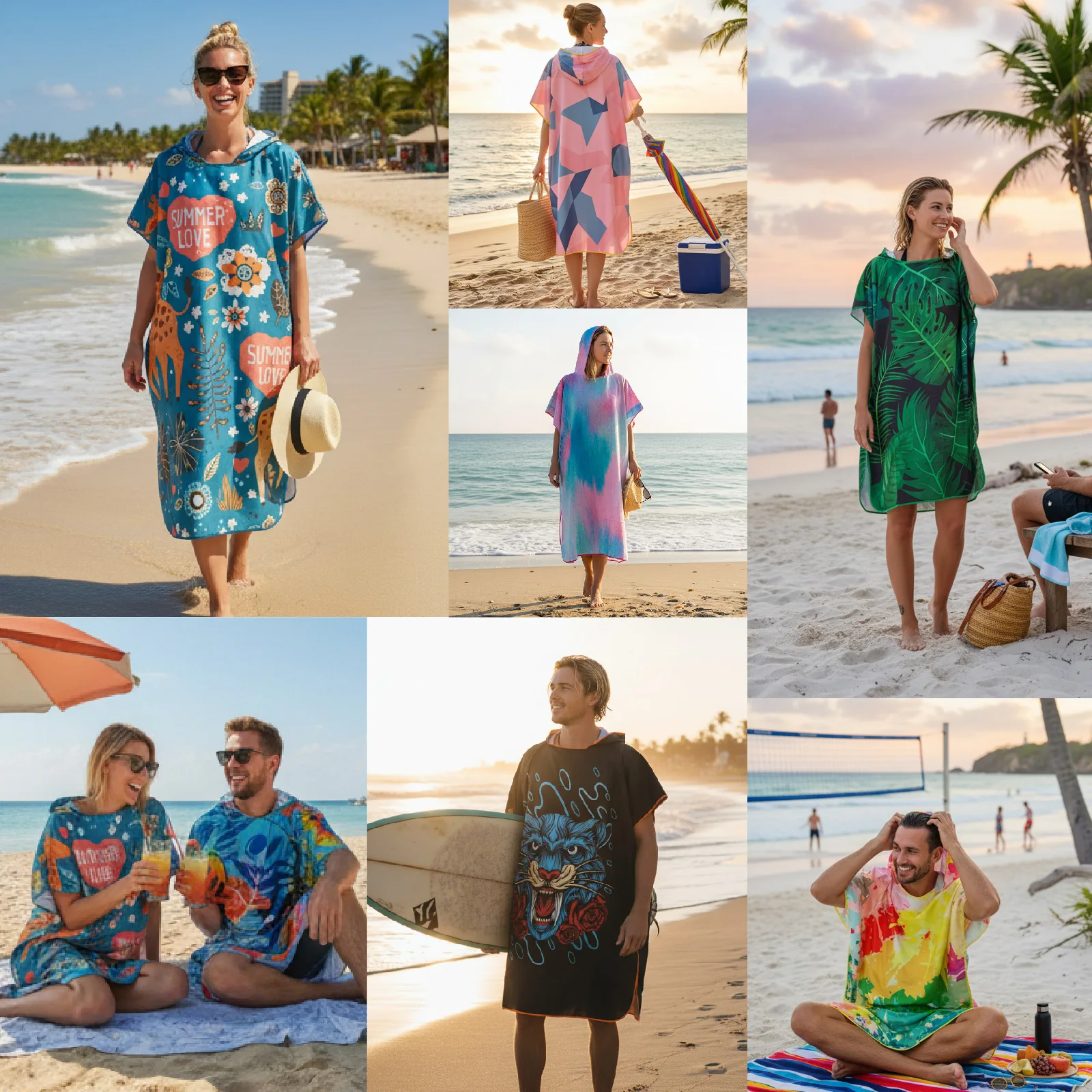 plus Size Quick-Dry Hooded Beach Towel Changing Cape High Absorbency Swim Surf Robe for Easy Carry And Quick Drying