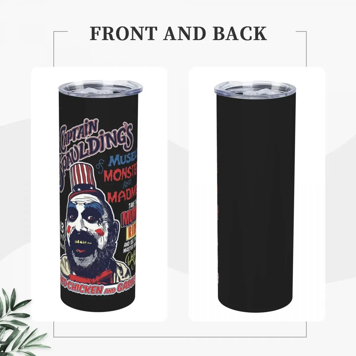 Captain Spaulding's Museum Of Monsters And Madmen Stainless Steel Tumbler Insulated Mug Thermal Cold Cup Straw With Lid 20oz