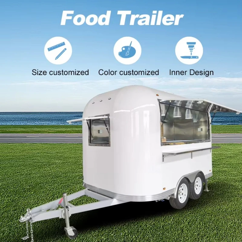 

Customized 2.8 Meter Fast Food Kiosk Food Trailer Fully Equipped for Mobile Bakery Ice Cream and Barbecue Service
