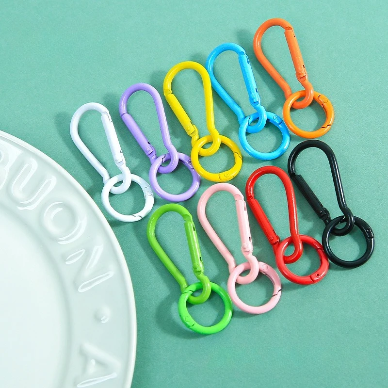 5/10pcs Keychain Carabiner Snap Hook Clip D-shape Carabiner Camping Hiking Hook Water Bottle Backpack DIY Crafts Colorful