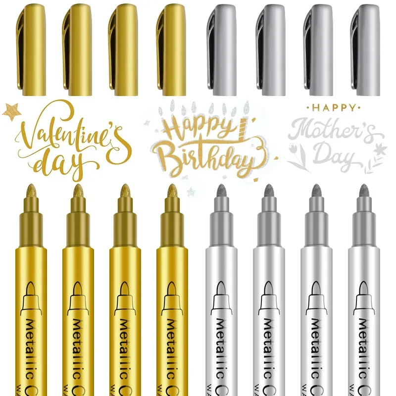 

12pcs Waterproof Permanent Metallic Paint Marker Pens 1.5mm DIY Resin Mold Gold Silver Drawing Supplies Craft Metal Markers Pen