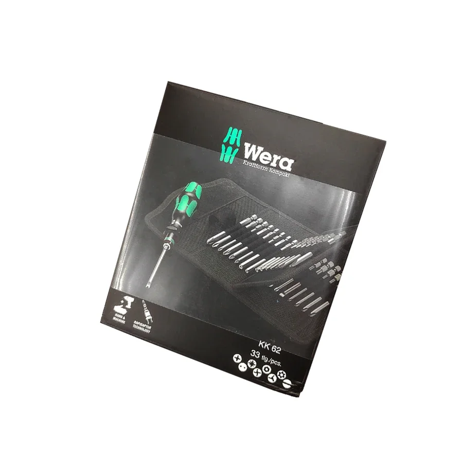 WERA 33 PCS Screwdriver Set Kraftform Kompakt 62 Multi Size with 89mm Long Bits with Tool Bag 05059297001