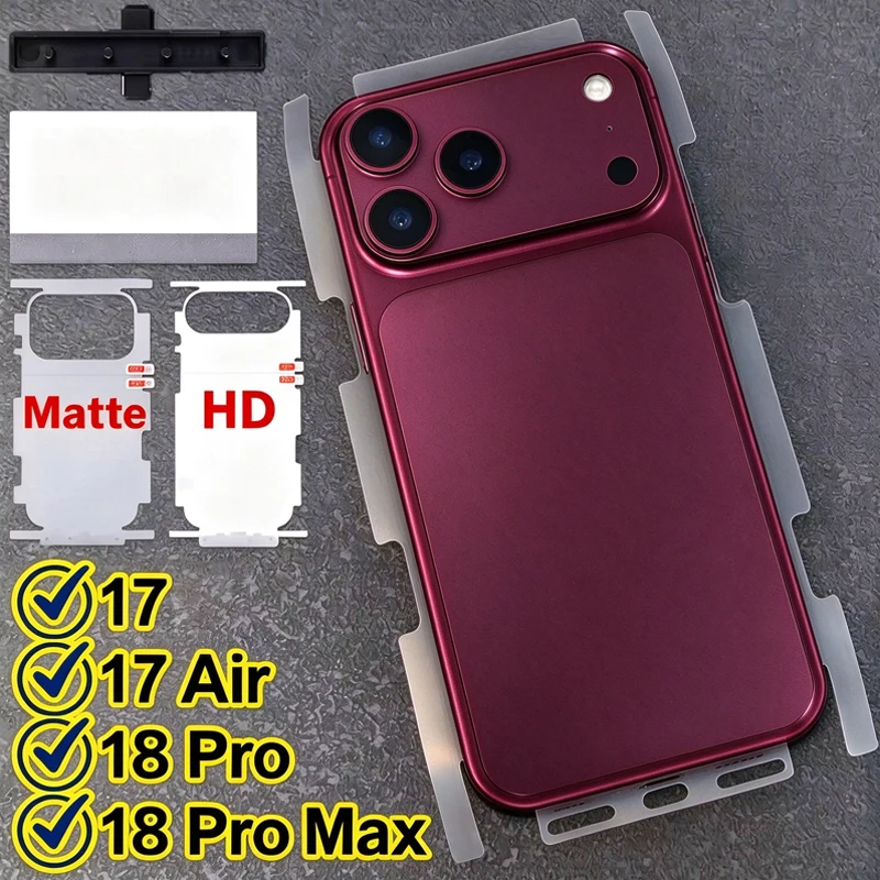 Back+Frame Hydrogel Film for IPhone 17 17Air 17Pro Max Clear Full Protection Border Side Back Protector Soft Films Not Glass