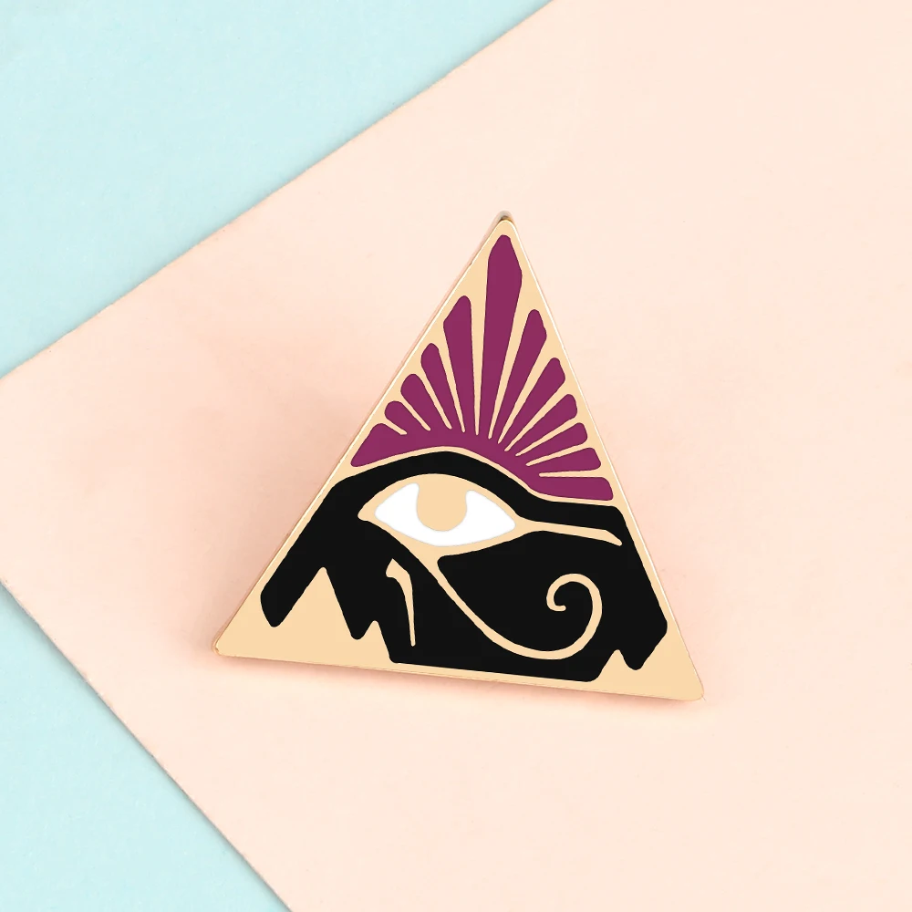 New Ancient Egypt The Eye of Horus Enamel Pins Mysterious Totem Brooch Personality Triangle Badge Pin Jewelry Gift for Friend