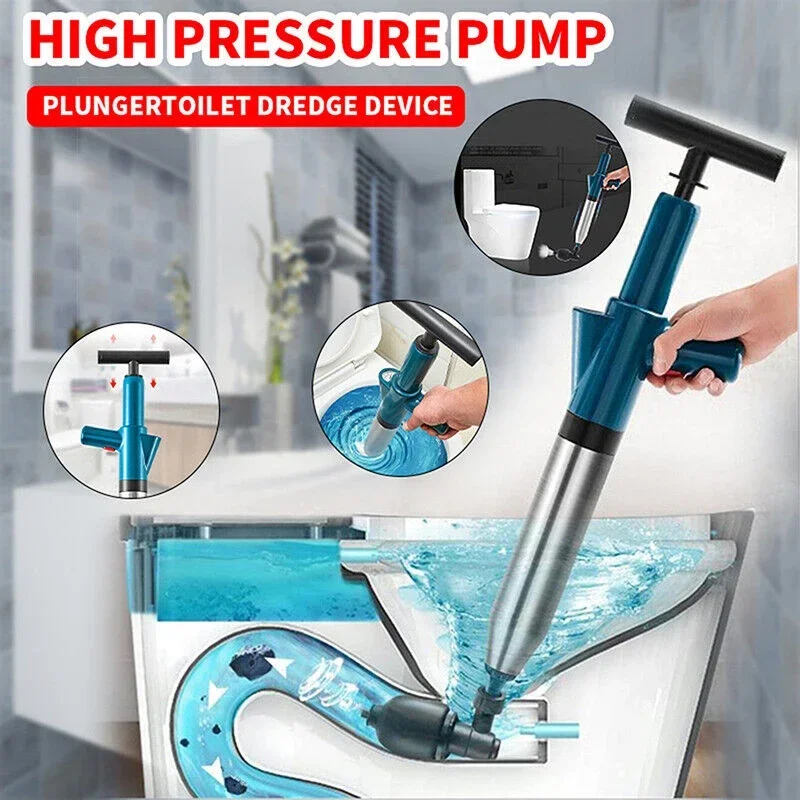 

New Toilet Plunger High Pressure Pump Stainless Steel Bathroom Kitchen Anti Clogging Drain Cleaners Pipe Dredge Device Cleaners