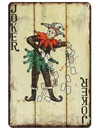 JOKER METAL TIN SIGN JOKER PLAYING CARD THEME MAN CAVE BAR DECOR BARN WALL ART sign
