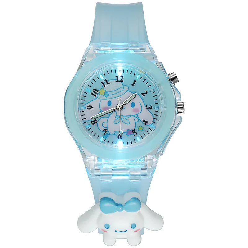 Sanrio HelloKitty Watch Anime Luminous Watch Cinnamoroll Kawaii Kuromi Kids Multi-color Electronic Watch Birthday Gift Cute Girl